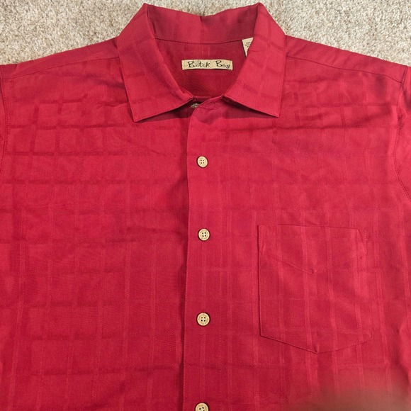 batik bay Other - Batik Bay Mens Large Red Short Sleeve Button Down Textured Camp Shirt L